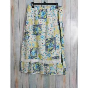Erika Skirt Petite XL Multi Color Patchwork Lace Floral Cottagecore Country
